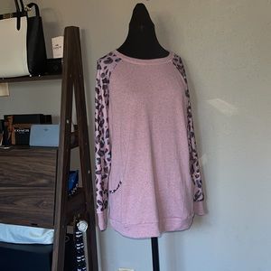 Nlife Pink and Leopard Pull Over